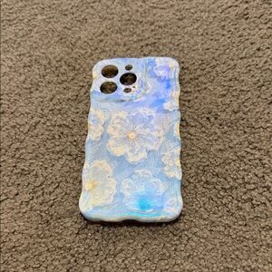 15 Pro Max Floral Blue Phone Case